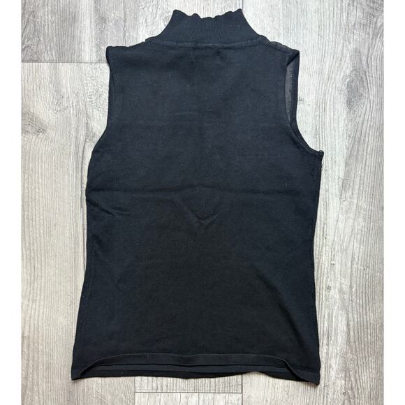 Carmen Marc Valvo Knit Tank With Stud Embellishments and Mesh Detail size XS - Picture 2 of 3